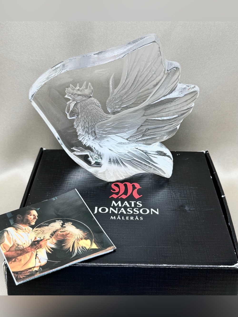 Mats Jonasson 33709 Tupp Liten Rooster Swedish Lead Crystal Signed in Box
